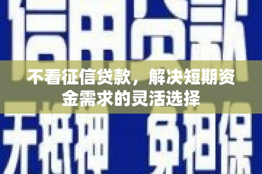 巩义不看征信贷款，解决短期资金需求的灵活选择