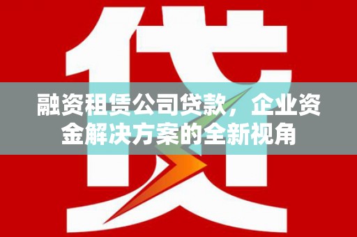 巩义融资租赁公司贷款，企业资金解决方案的全新视角