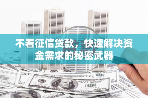 巩义不看征信贷款，快速解决资金需求的秘密武器