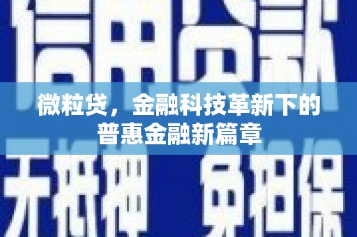 巩义微粒贷，金融科技革新下的普惠金融新篇章