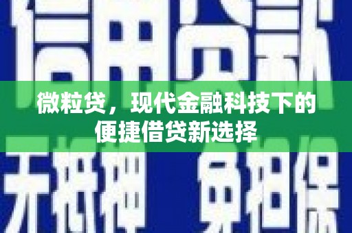 巩义微粒贷，现代金融科技下的便捷借贷新选择