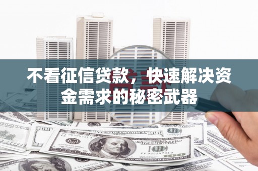 巩义不看征信贷款，快速解决资金需求的秘密武器