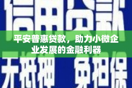 巩义平安普惠贷款，助力小微企业发展的金融利器