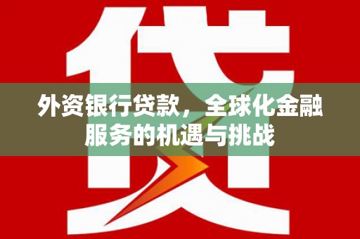 巩义外资银行贷款，全球化金融服务的机遇与挑战
